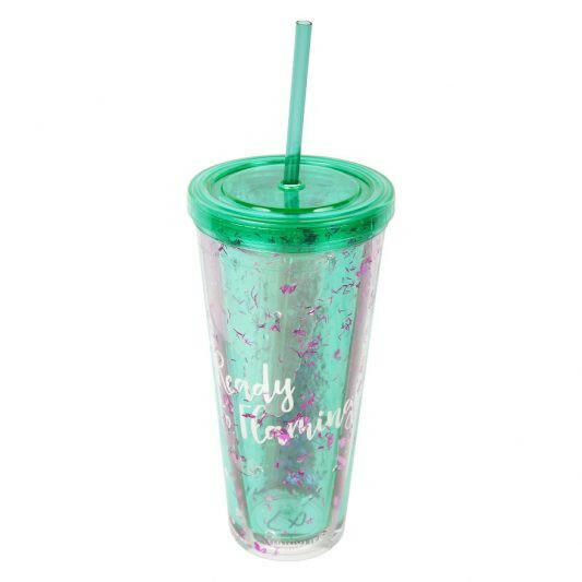 SUNNYLIFE GLITTER TUMBLER FLAMINGO